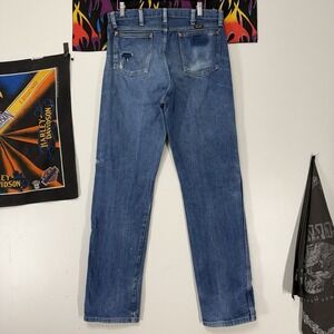 Wrangler 13MWZ Cowboy Cut Jeans 34x36 Blue Denim Distressed Western